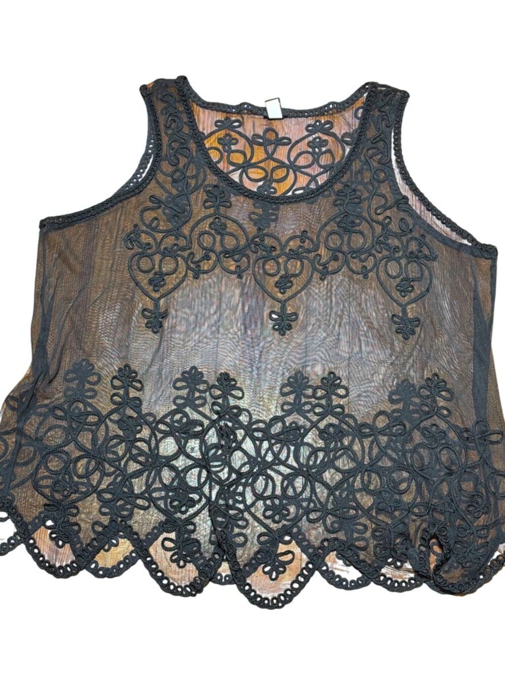 Torrid Black Sheer Lace Scalloped Hem Tank Top Layer Plus Size 4 (26)